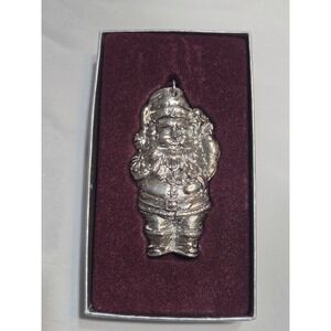 International Silver Co 1973 Santa Claus Silver Plated Christmas Ornament In Box